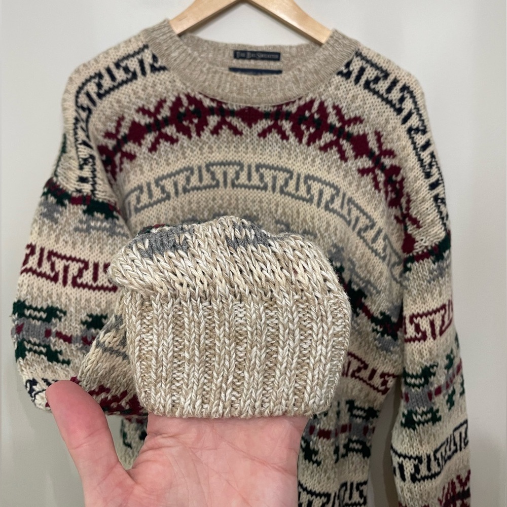 Vtg 90s Abercrombie & Fitch The Big Sweater Chunky Cotton Blend Pullover Men’s L - Picture 3 of 8